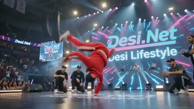 Red tracksuit, one-hand hold — Desi Lifestyle concert clip 38
